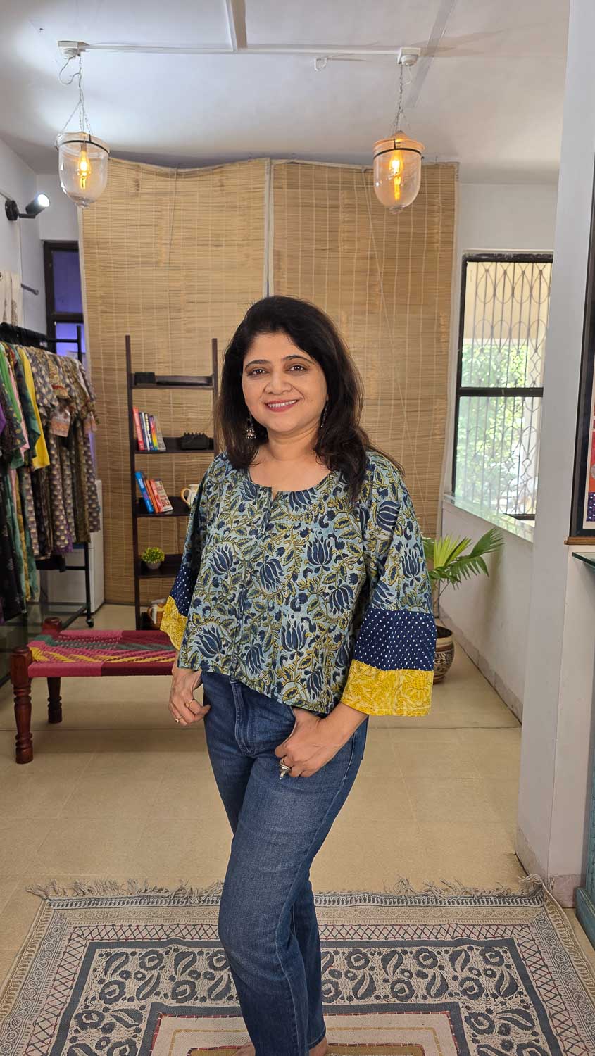 Vanaspati Ajrakh Ready to stich Blouse/Cropped Top