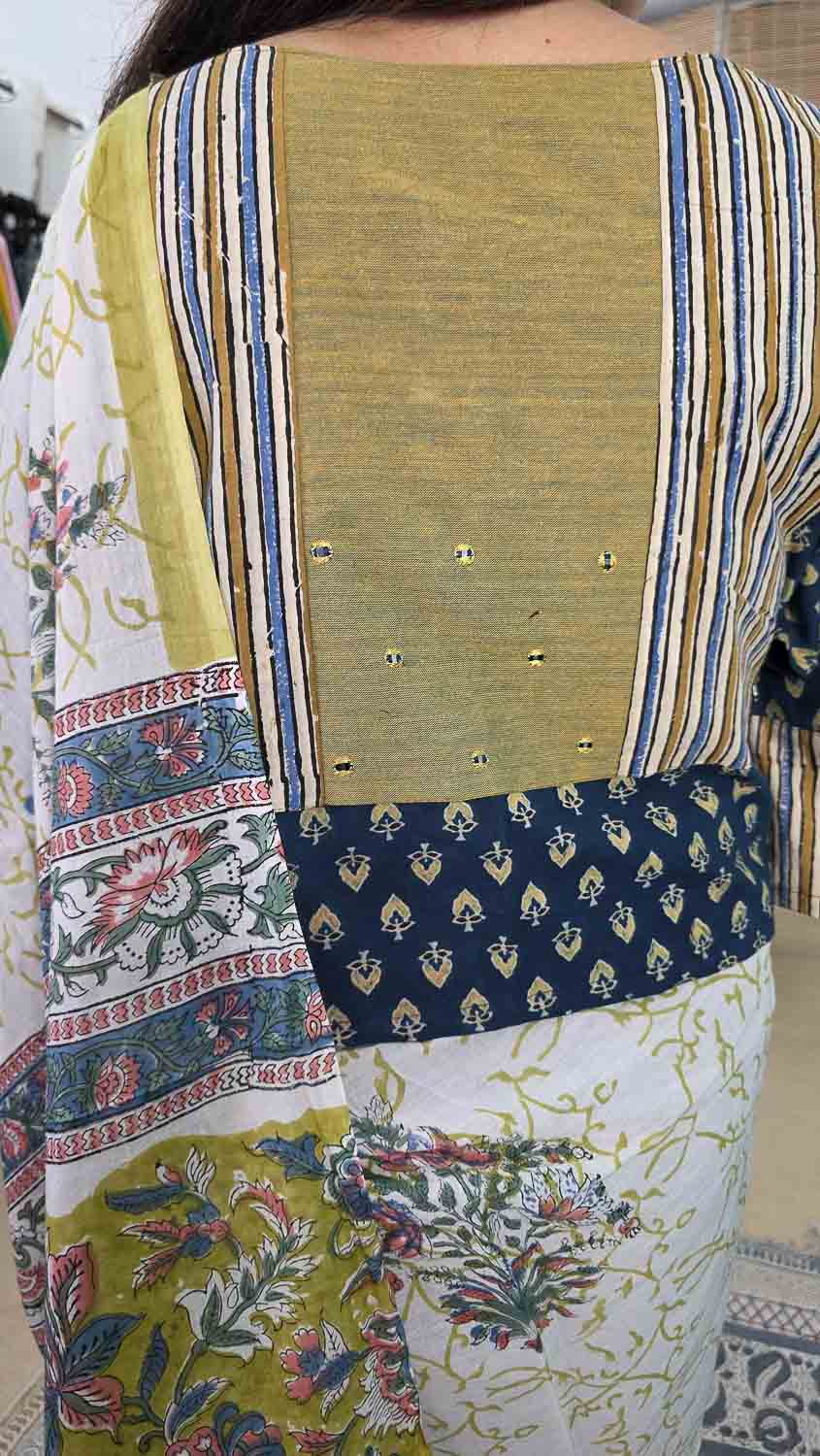 Embroidered Ajrakh Ready to stich Blouse/Cropped Top