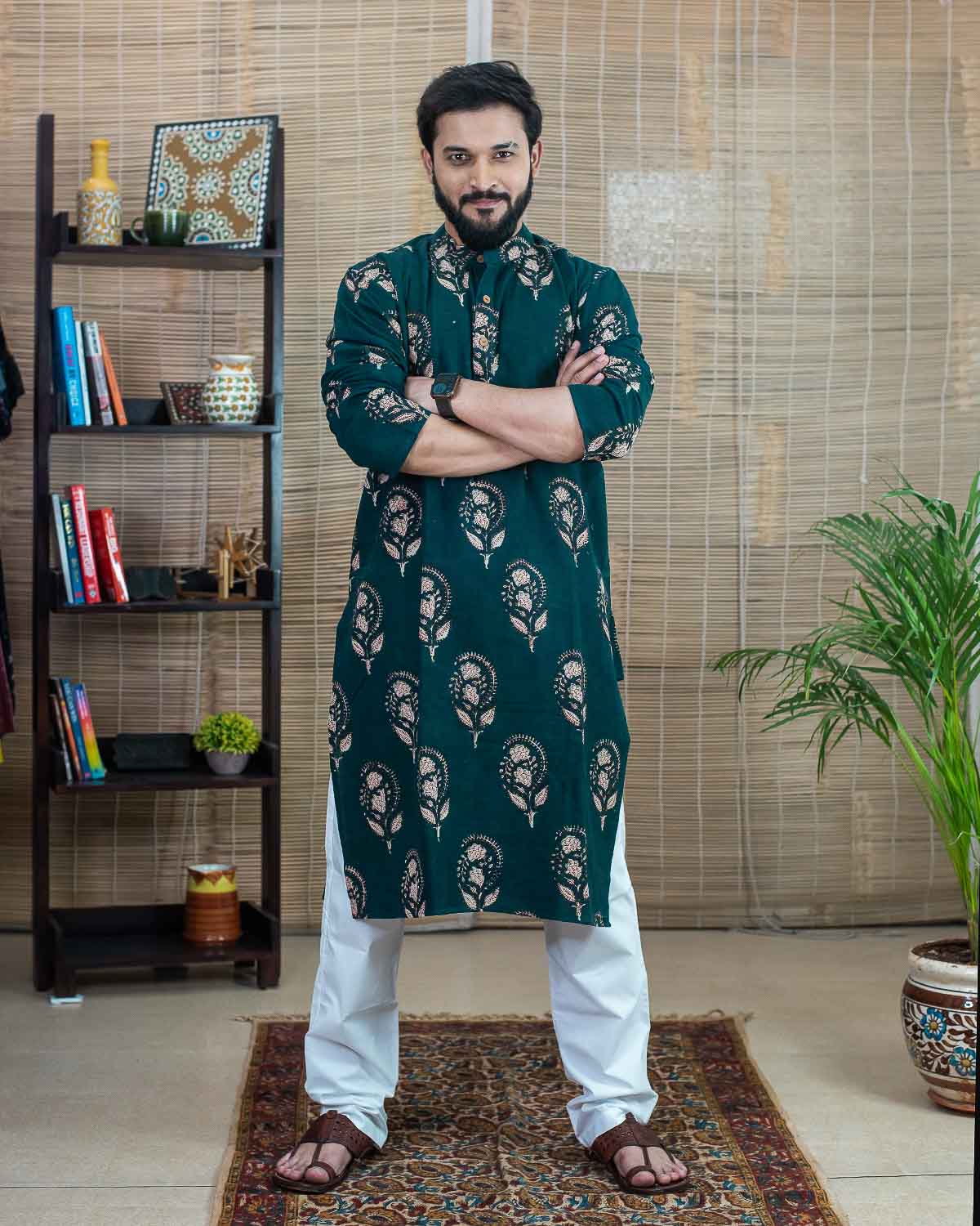 Men's Long Kurta military green