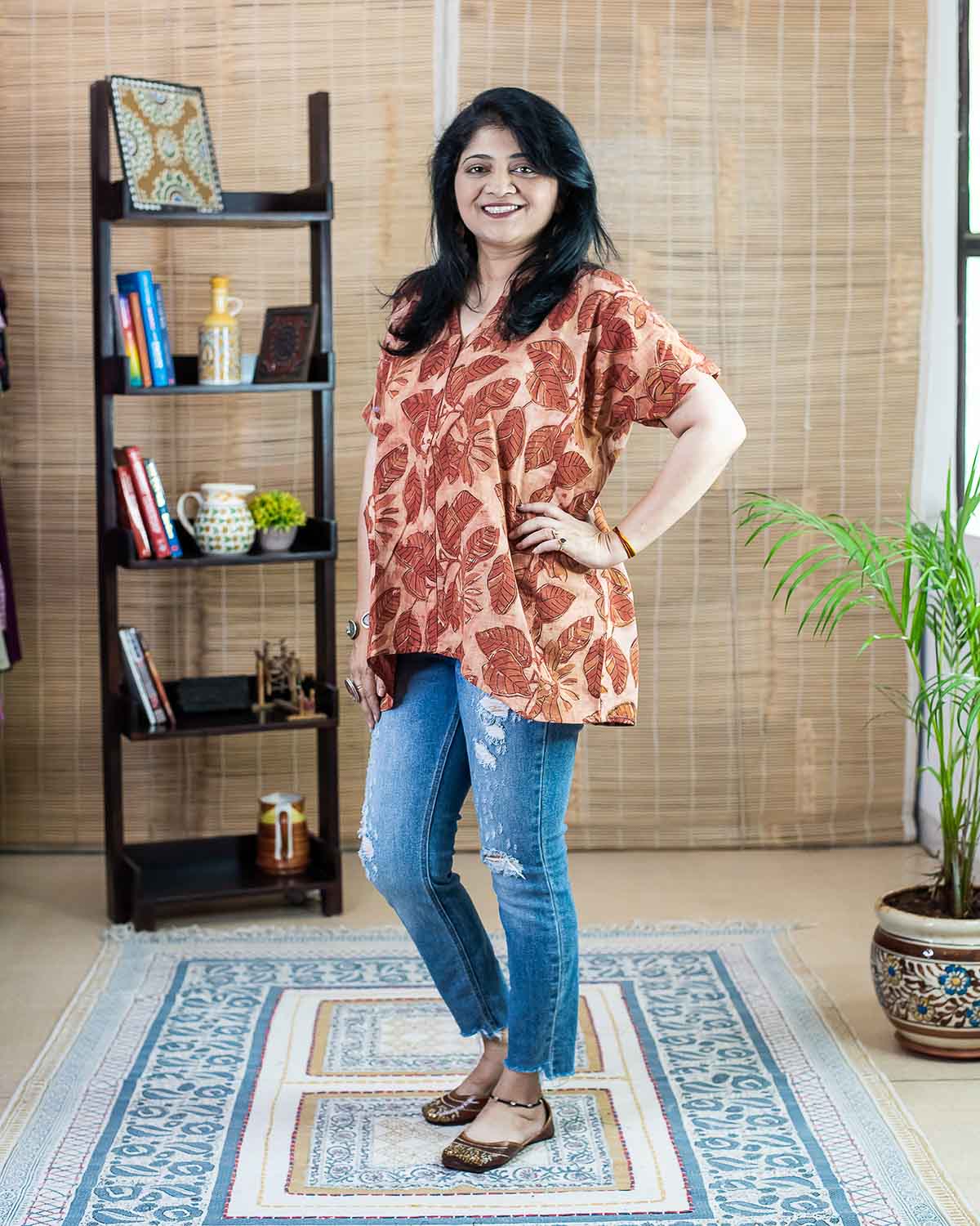 Signature slub cotton kaftan short top