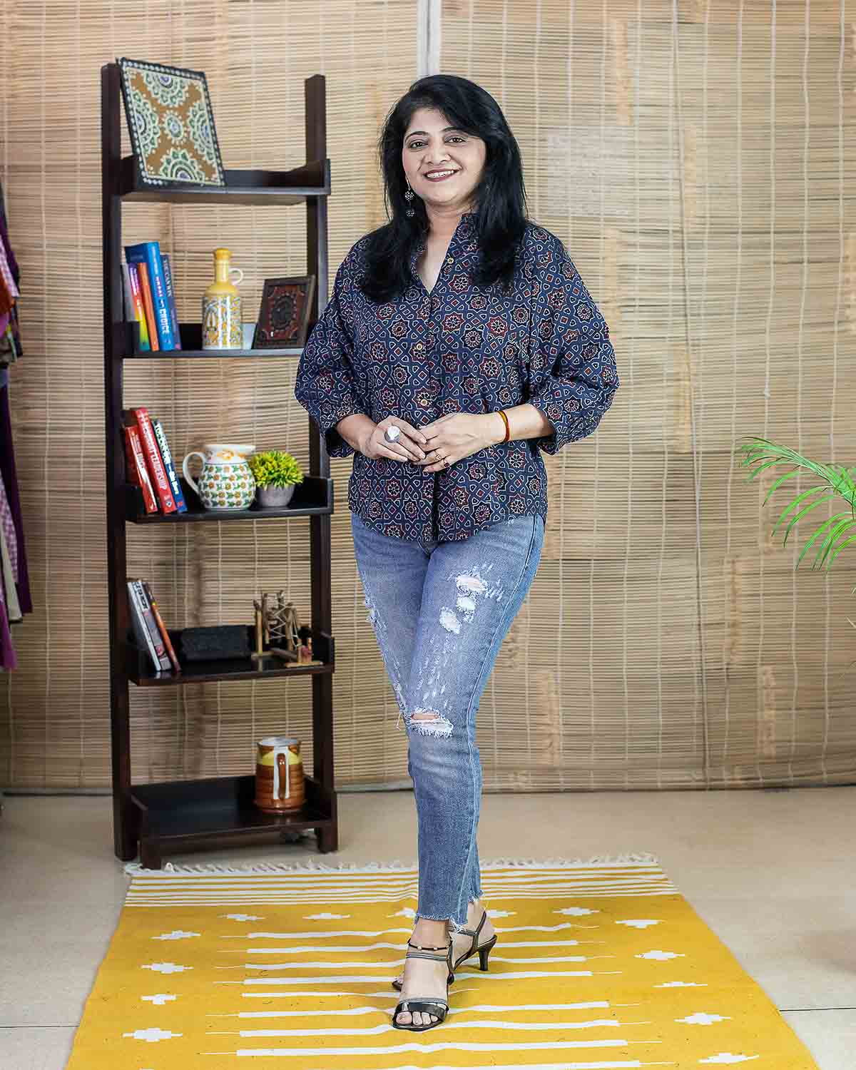 Indigo Ajrakh short kurta - Relaxed fit