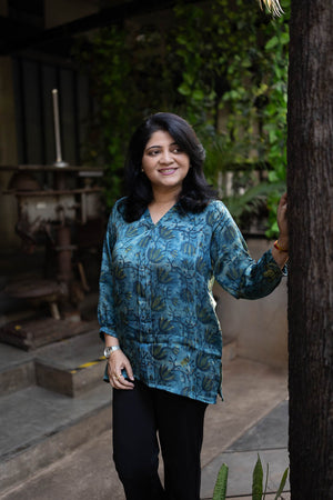 Indigo Modal silk Office wear Kurta for women – Rush Me Fashions Pune