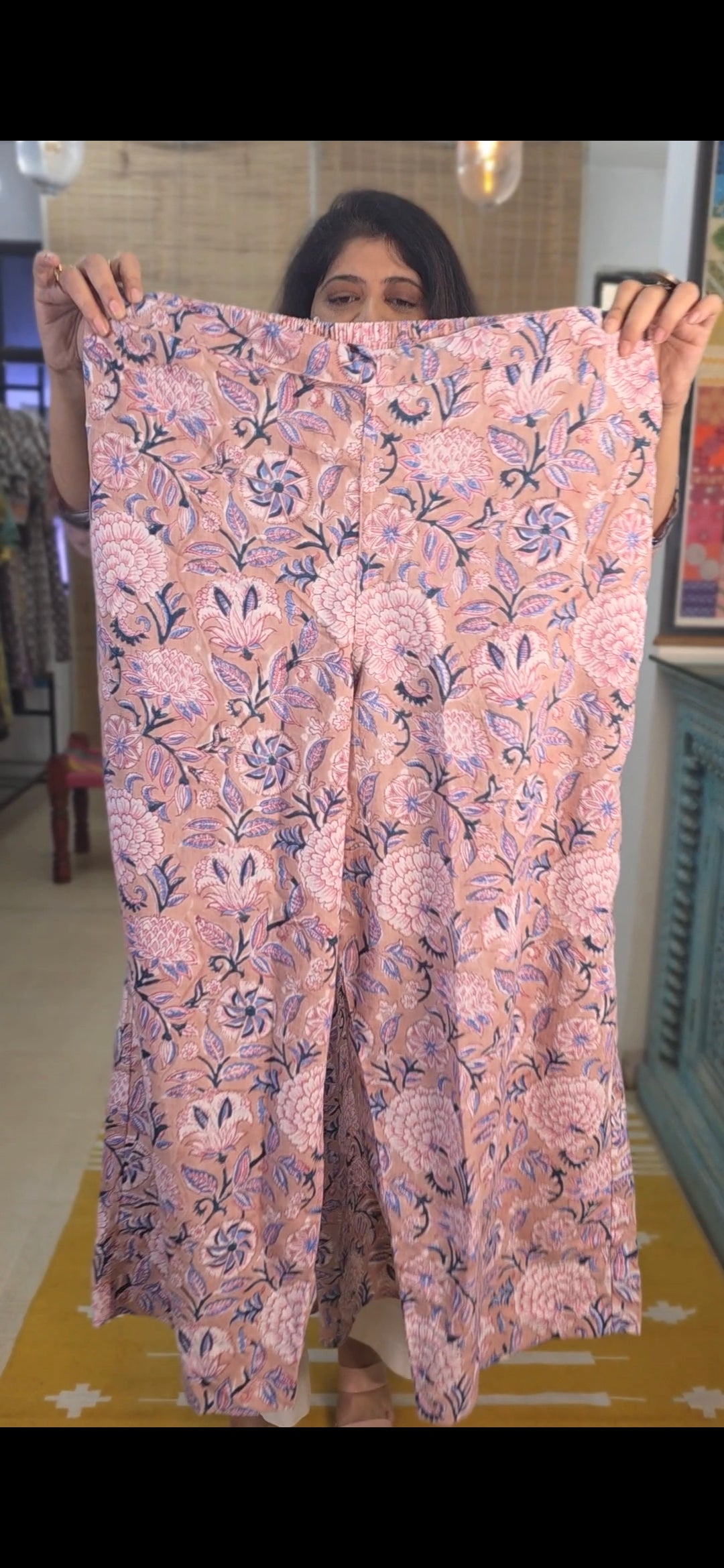 Floral hand block printed cotton slub Pallazzo