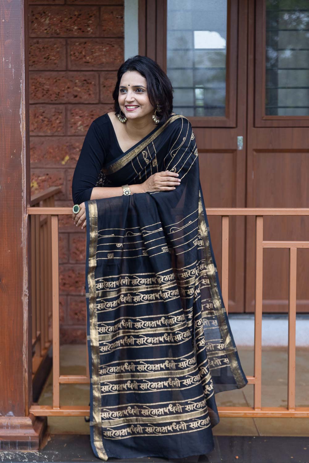 Bandish Chanderi black Saree