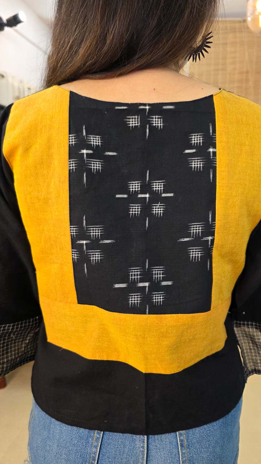 Ikkat Black Yellow with Telia & checks