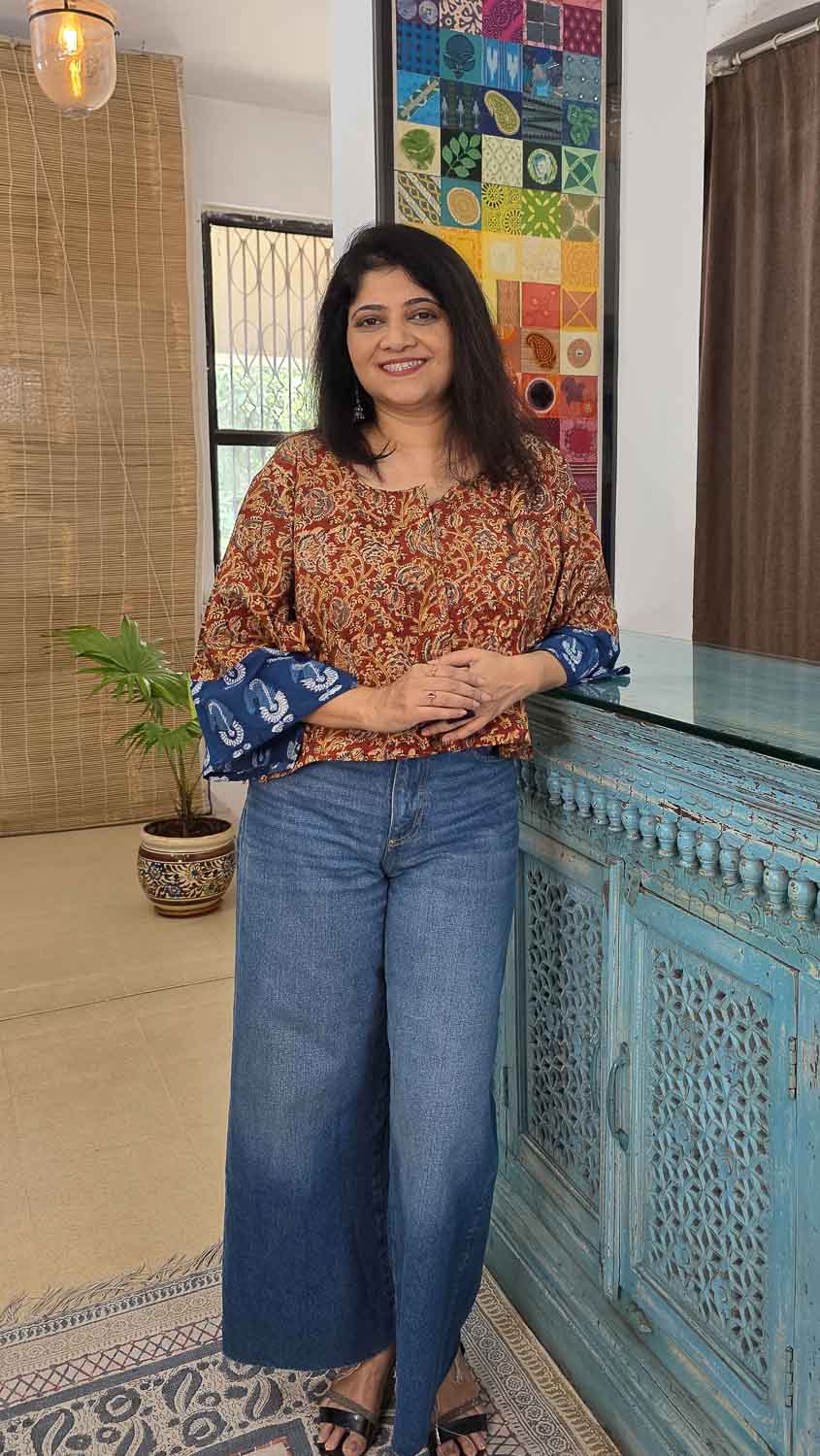 Maroon & Indigo kalamkari