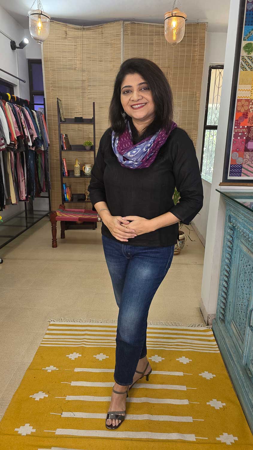 Handwoven Silk Ikkat Silk Ikkat Scarf in Purple — Rush Me Fashions