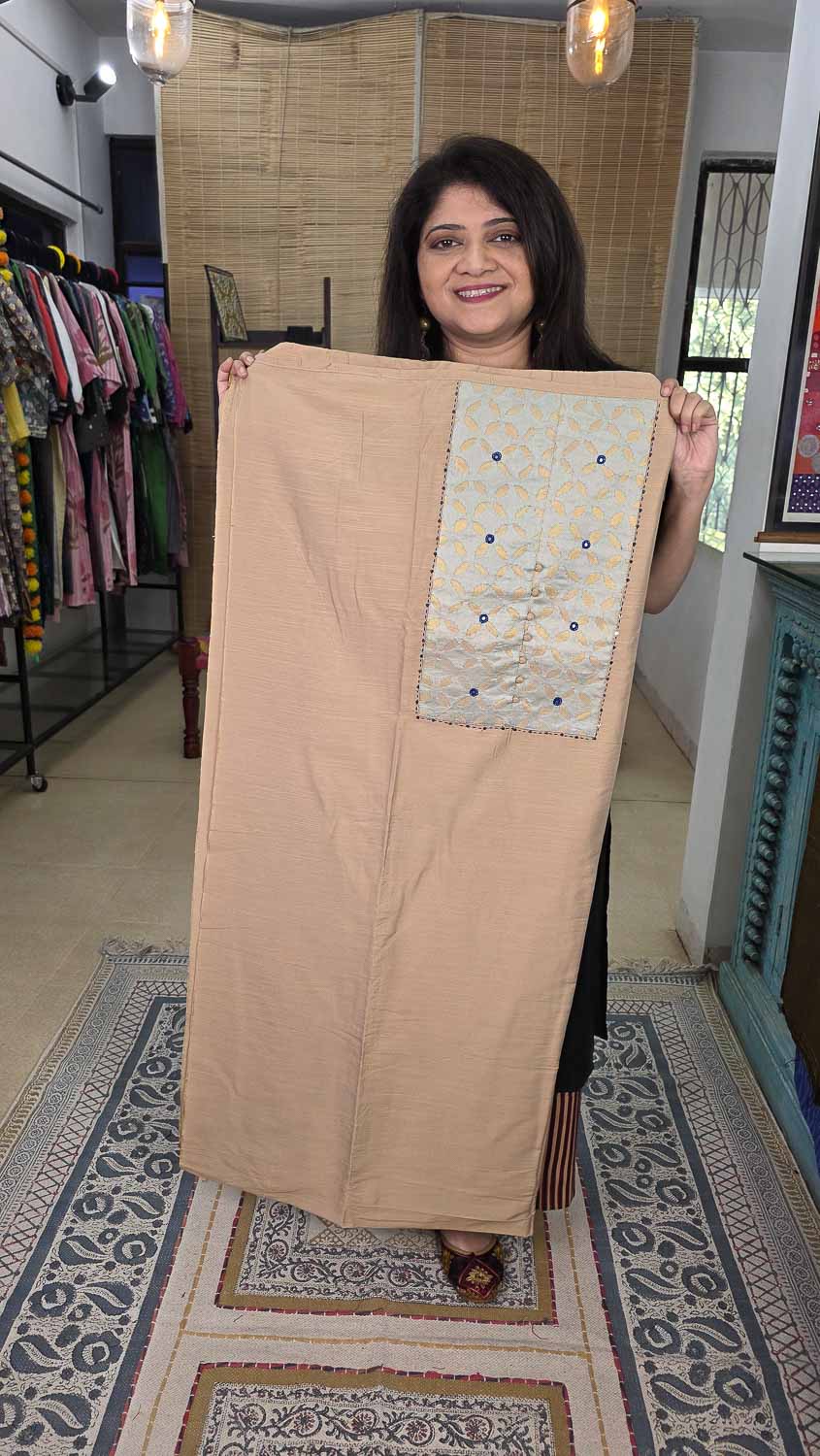 Handcrafted Cotton Silk Kurta Fabric Unstitched in Cream — Rush Me Fashions