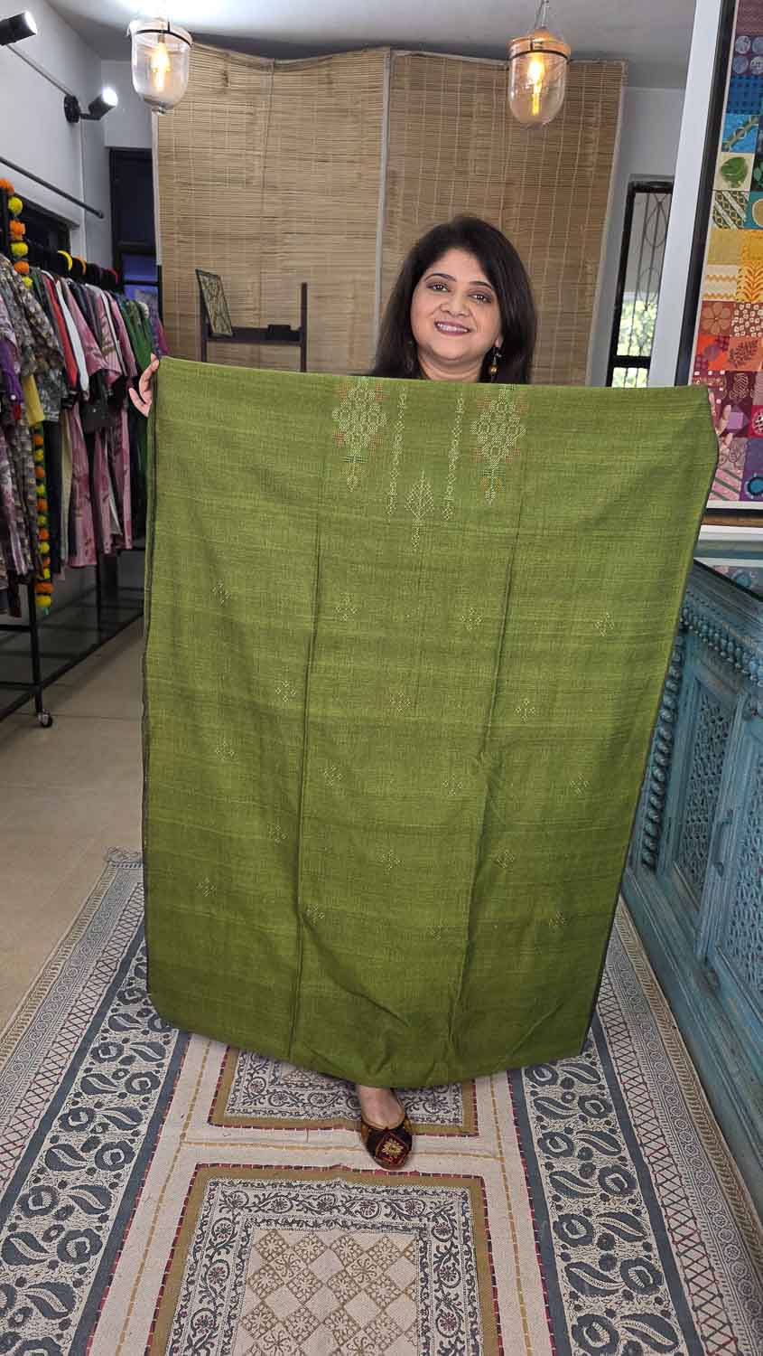 Green Dana work / Tangalia kurta fabric