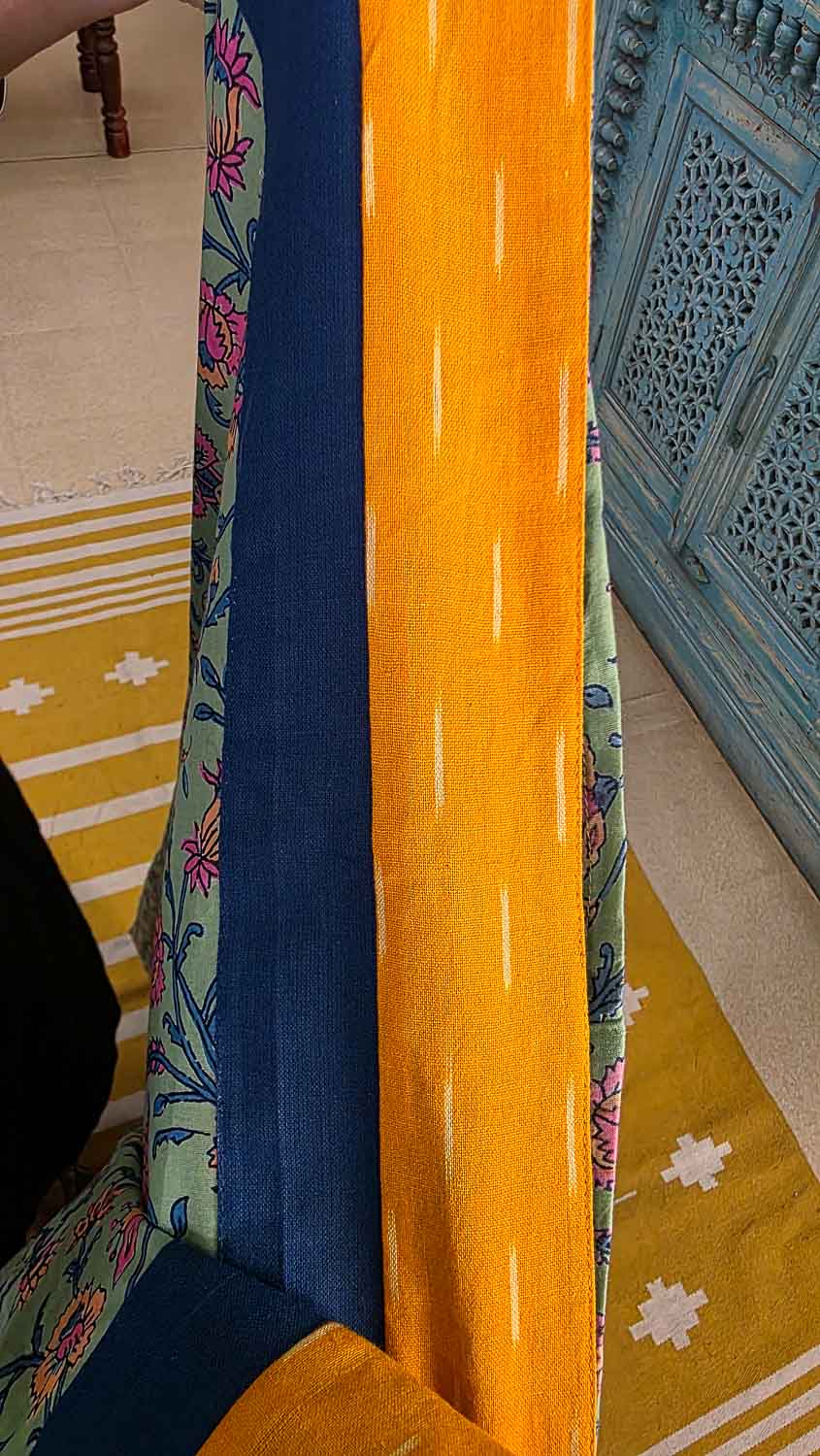 Handwoven Ikkat Soft Cotton Kurta Fabric Unstitched — Green