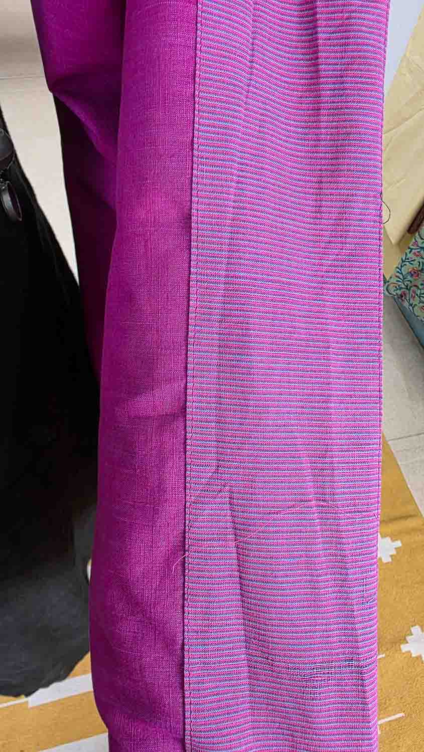 Magenta cotton with banjara handwork Patterned kurta fabric