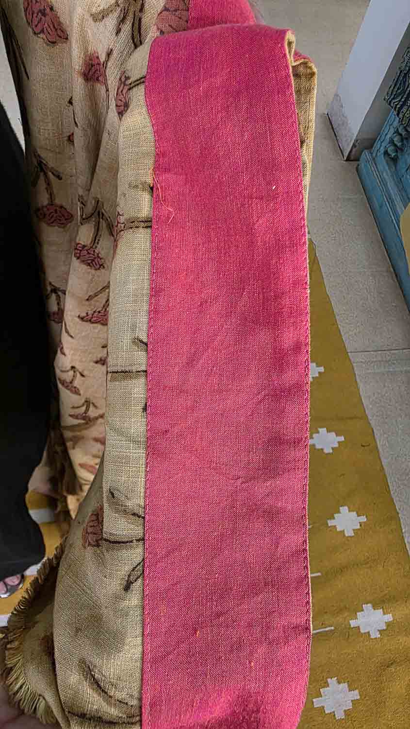 Vanaspati Handblock Printed Cotton Slub Kurta Fabric Unstitched — Yellow