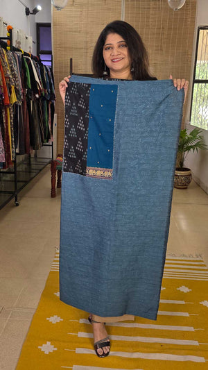 Handwoven Sambalpuri Ikkat Cotton Silk Kurta Fabric Unstitched in Blue — Rush Me Fashions
