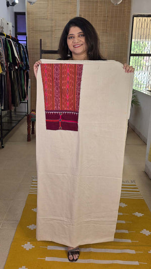 Handwoven Ikkat Kala Cotton Kurta Fabric Unstitched in Cream — Rush Me Fashions