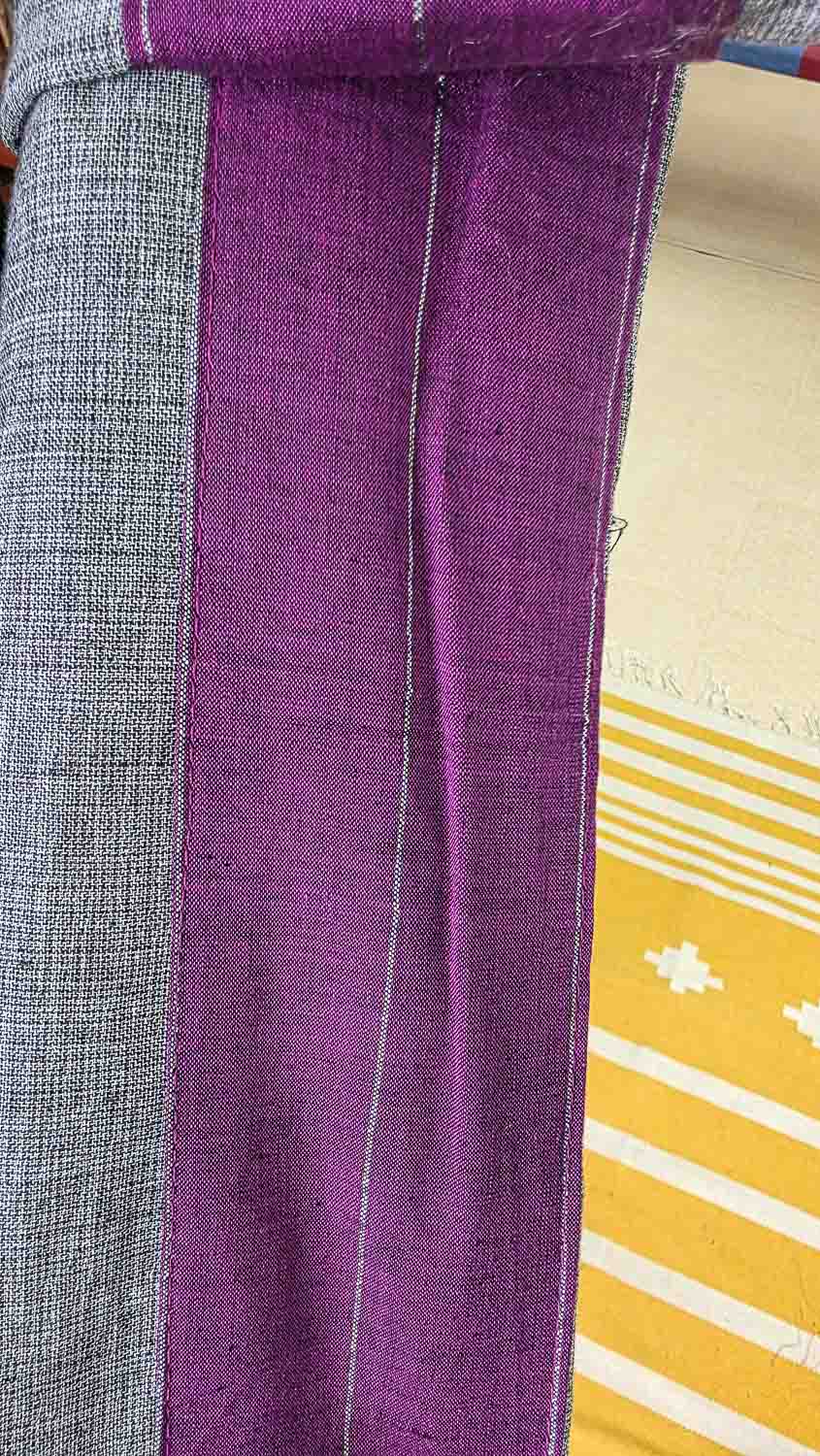 Handwoven Sambalpur Ikkat Cotton Kurta Fabric Unstitched — Gray Magenta