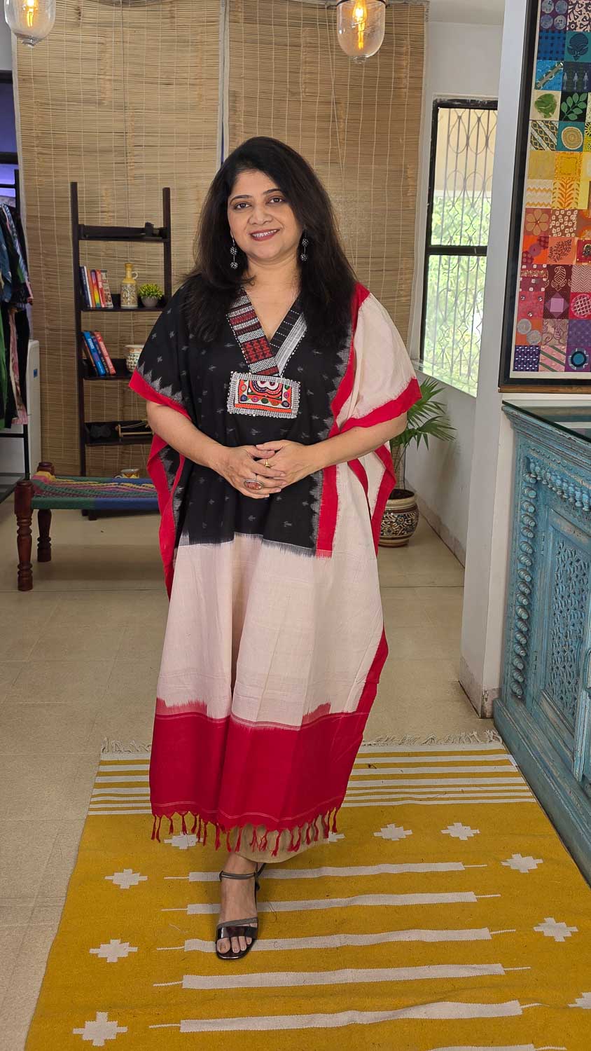 Designer kaftan with exclusive border & banjara handwork