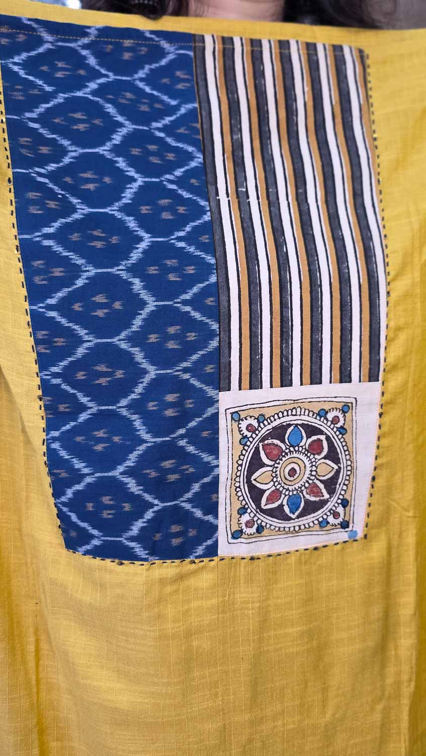 Pen kalamkari Exclusive Patchwork Cotton silk
