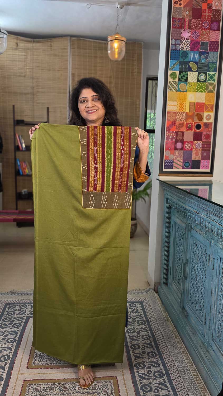 Green Sambalpur Ikkat Patchwork