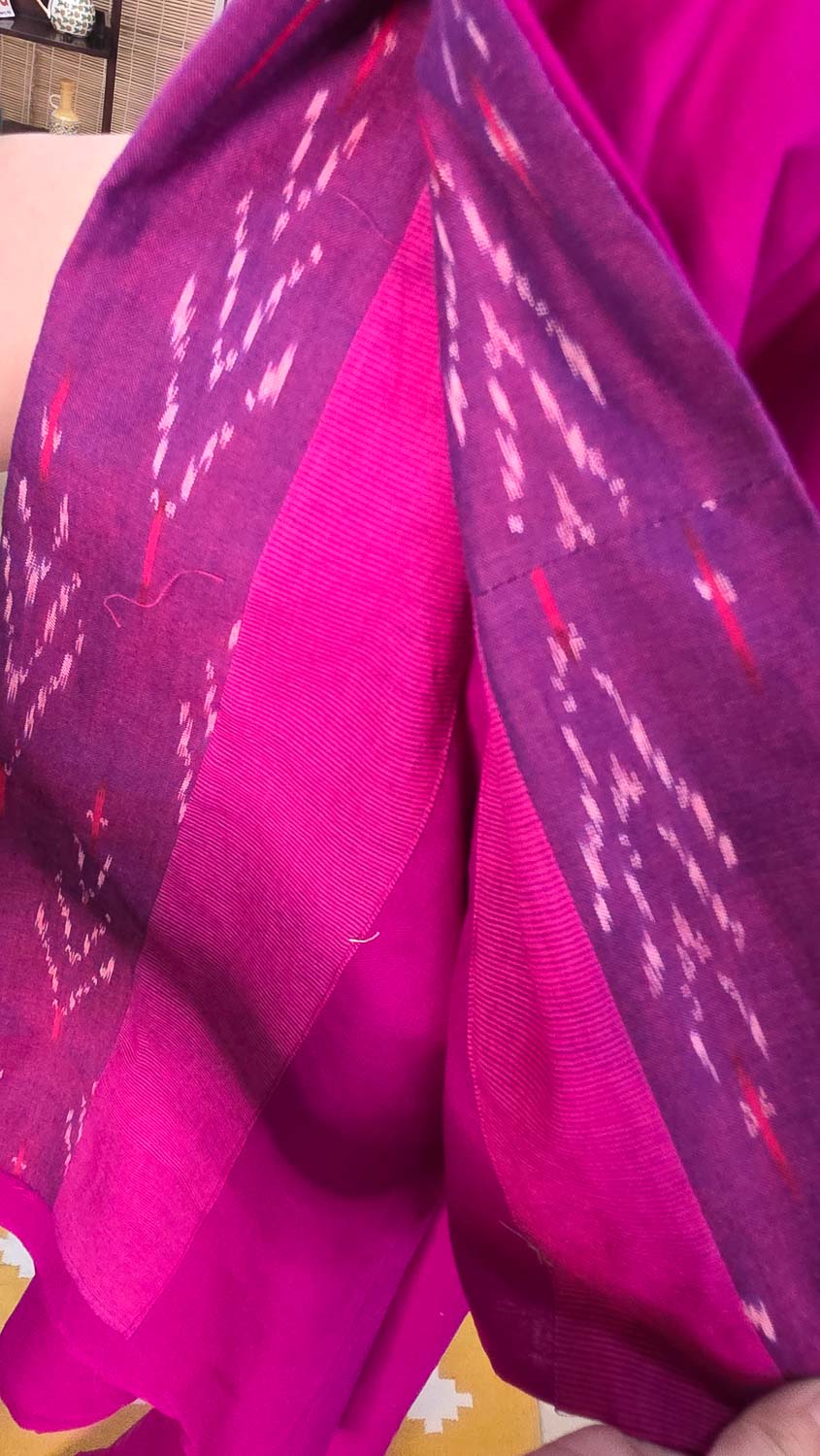 Magenta Ikkat with ikkat patchwork