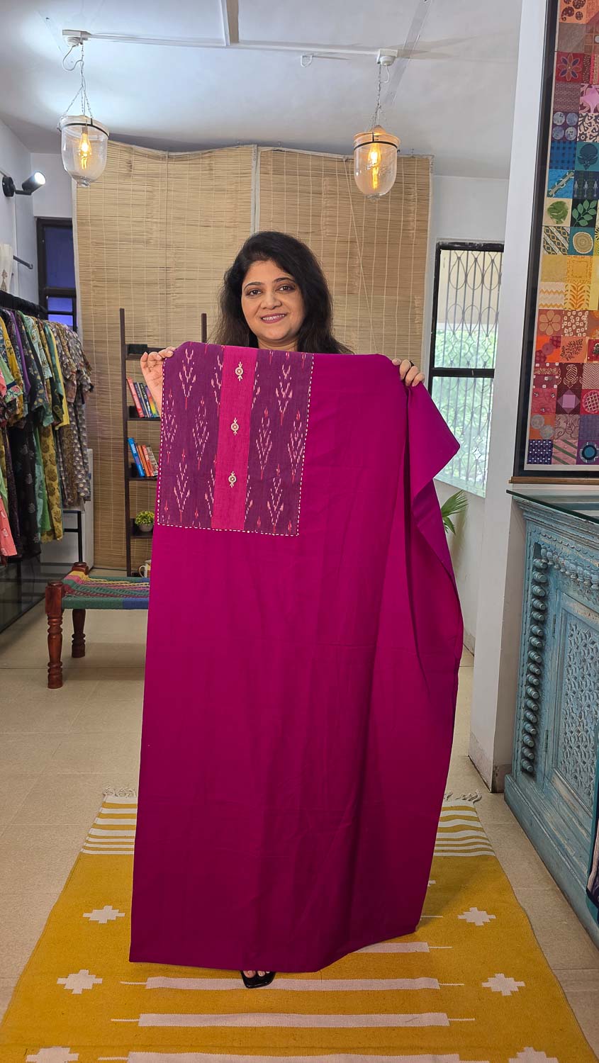 Magenta Ikkat with ikkat patchwork