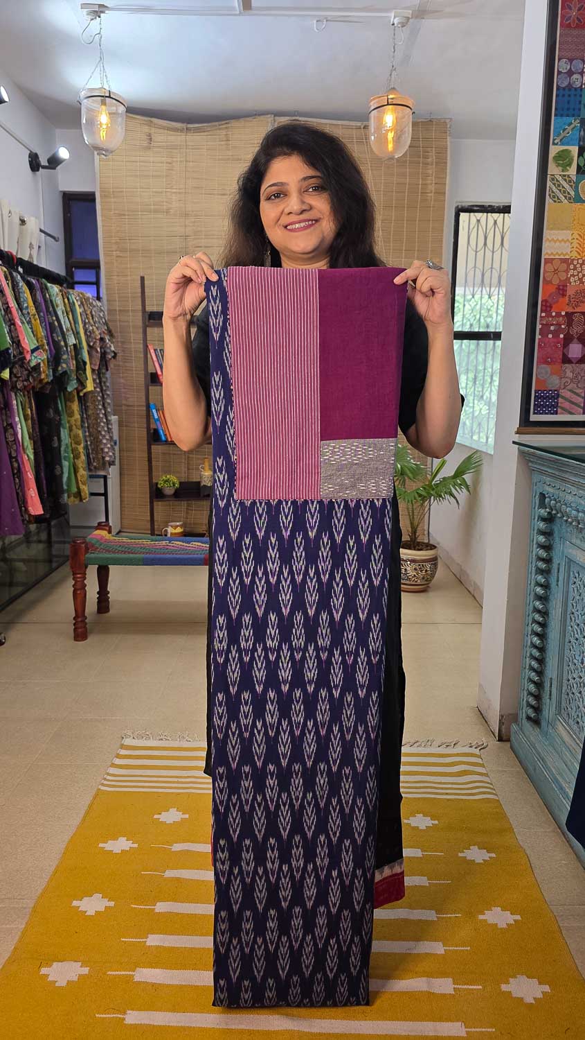 Exclusive Ikkat with color collage patchwork