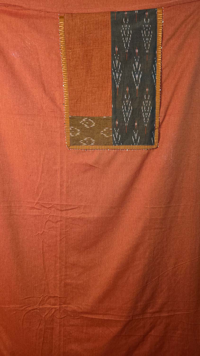 Orange Exclusive ikkat weaves collage patchwork