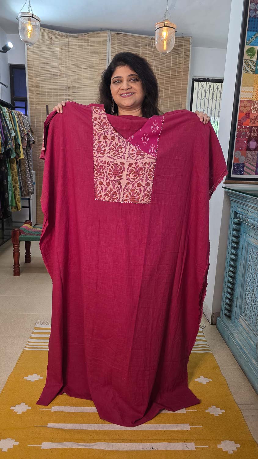 Pure cotton slub with ikkat & Kalamkari