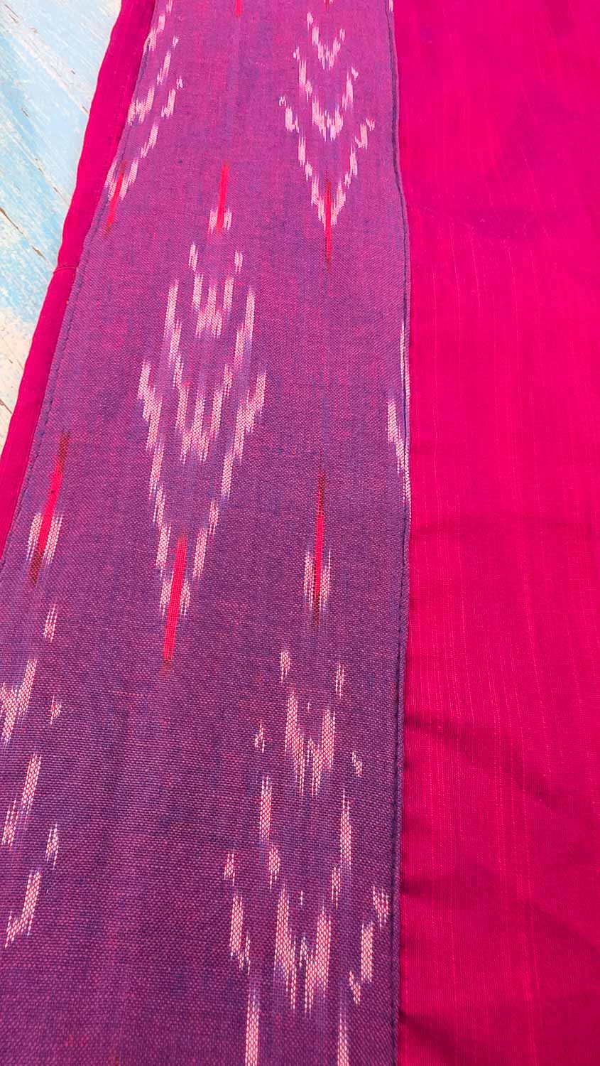 Magenta cottonsilk with Exclusive Ikkat & Khan border