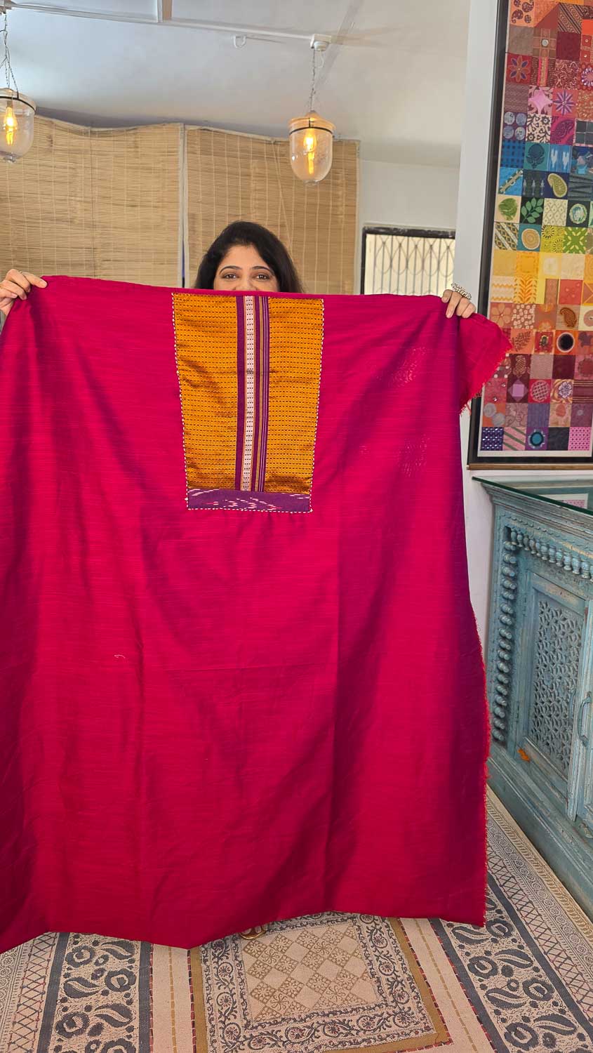 Magenta cottonsilk with Exclusive Ikkat & Khan border