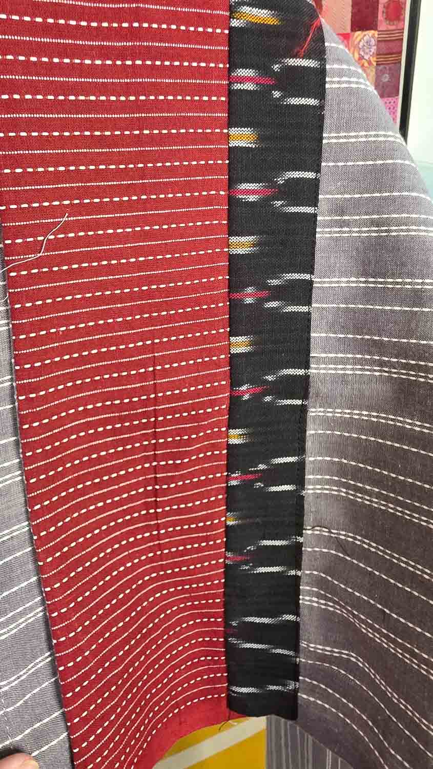 Self woven Gray with Ikkat