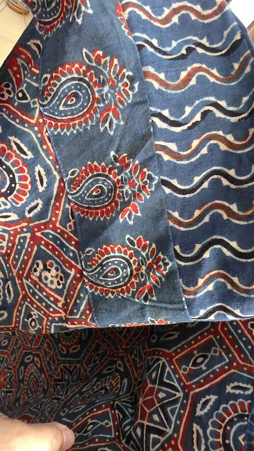 Indigo Ajrakh with hand work patchwork