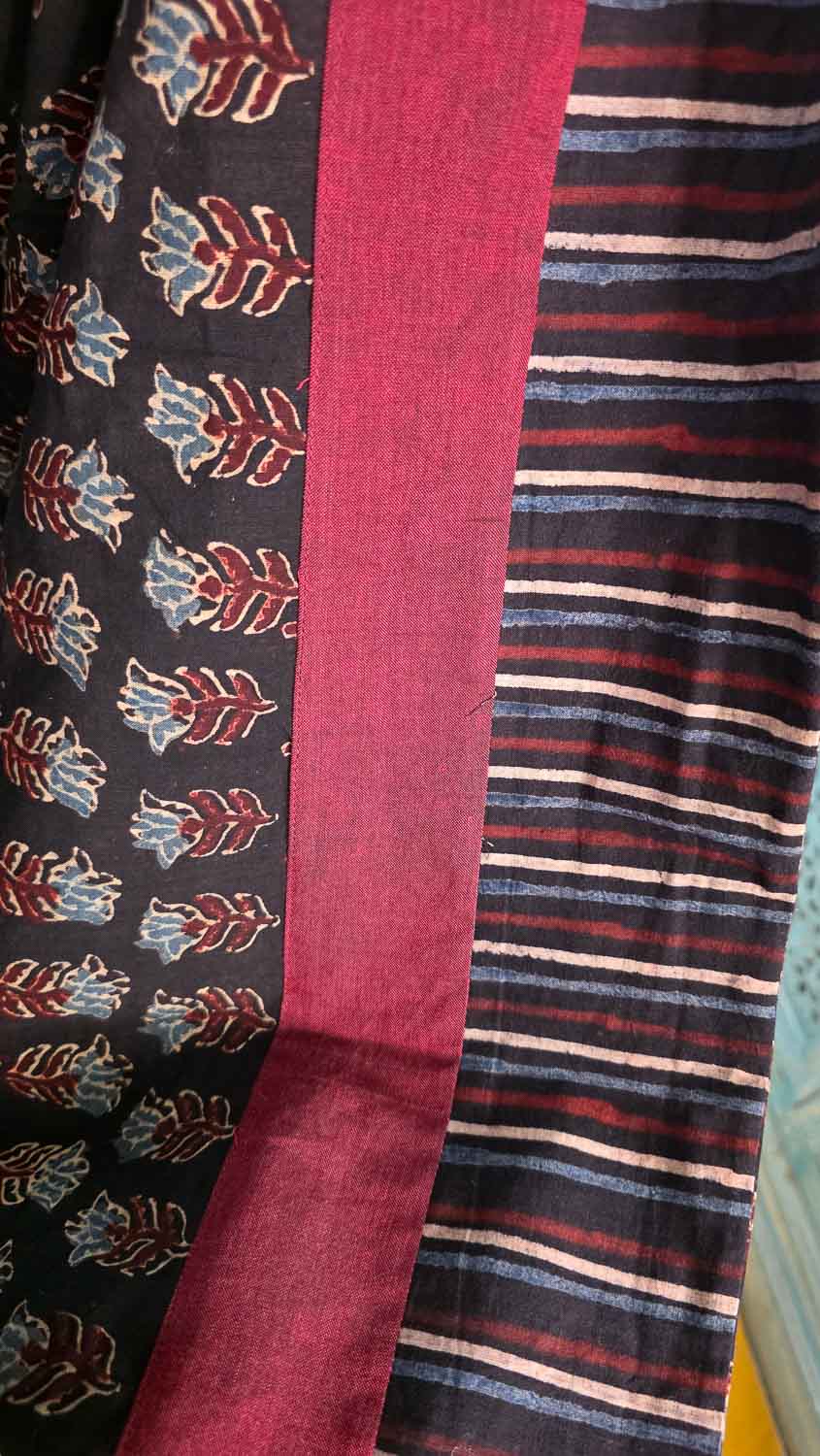 Black Ajrakh with Ajrakh patchwork