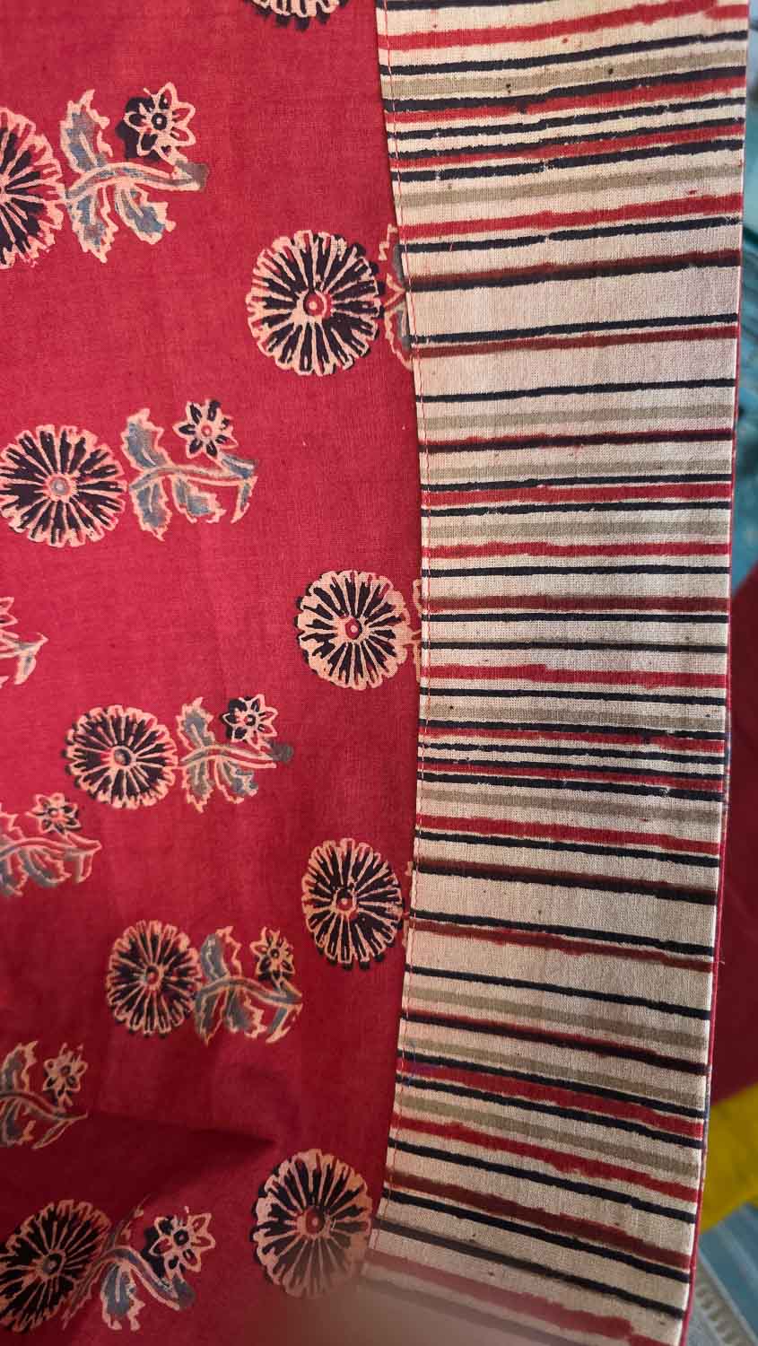 Red Indigo Ajrakh with patchwork