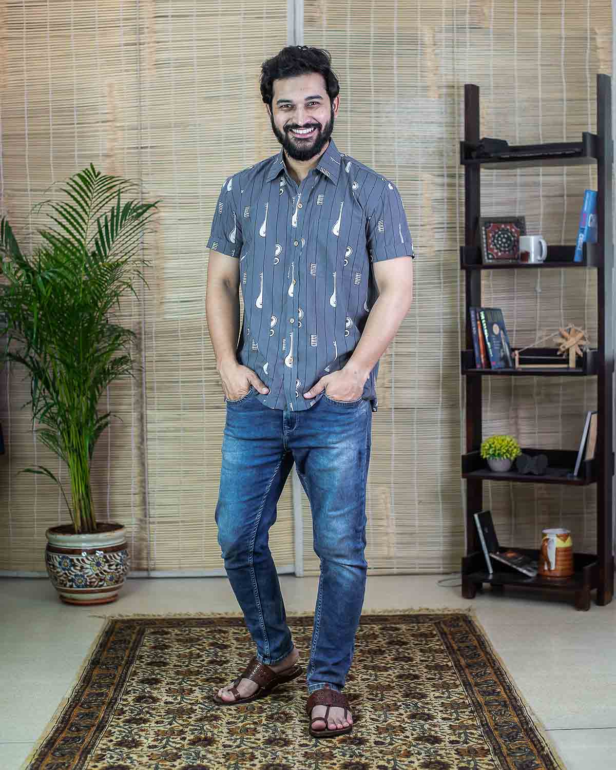Bandish musical Print Shirt Signature Collection – Gray for women – Rush Me Fashions Pune