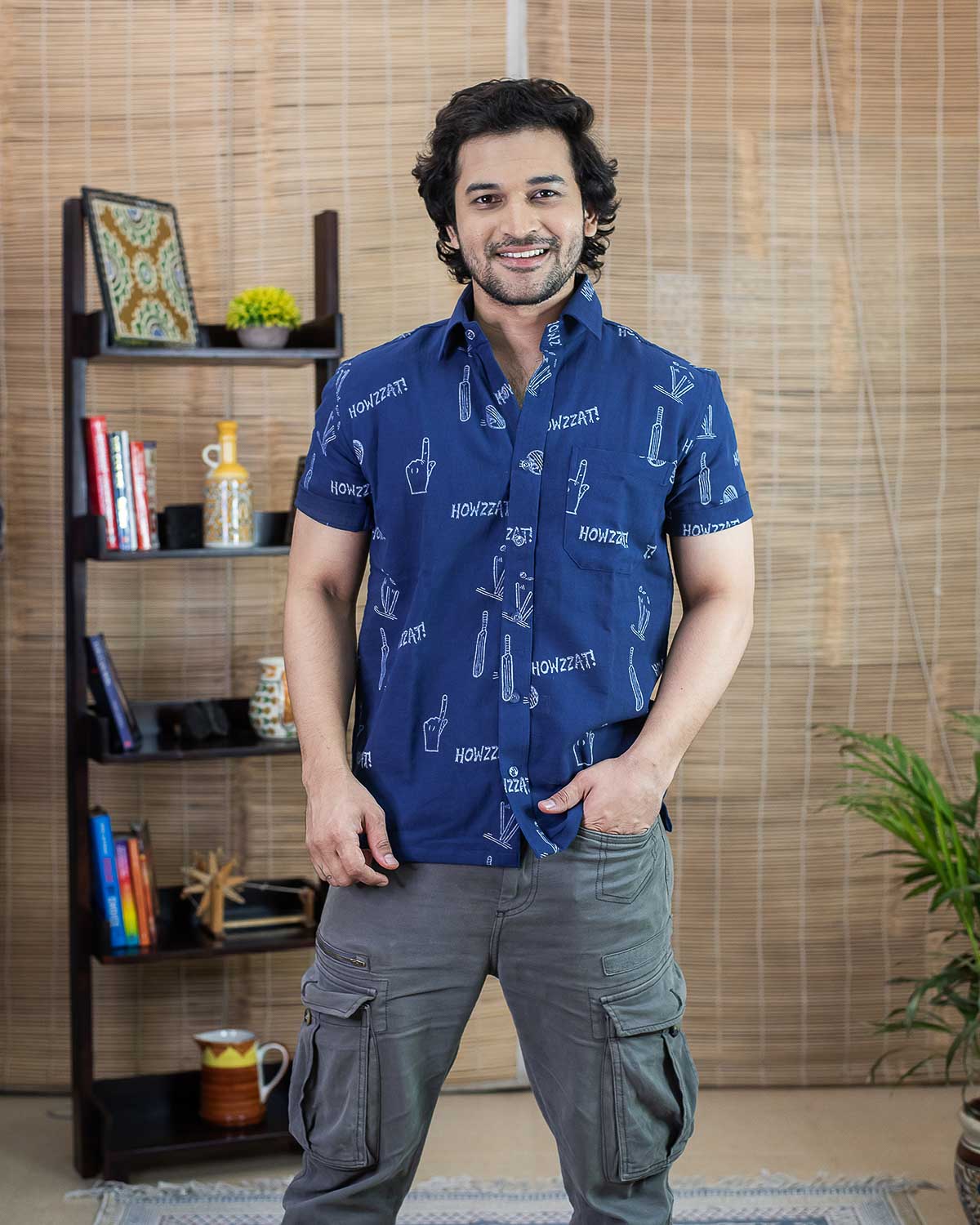 Men's Indigo Cricket Signature Print Shirt