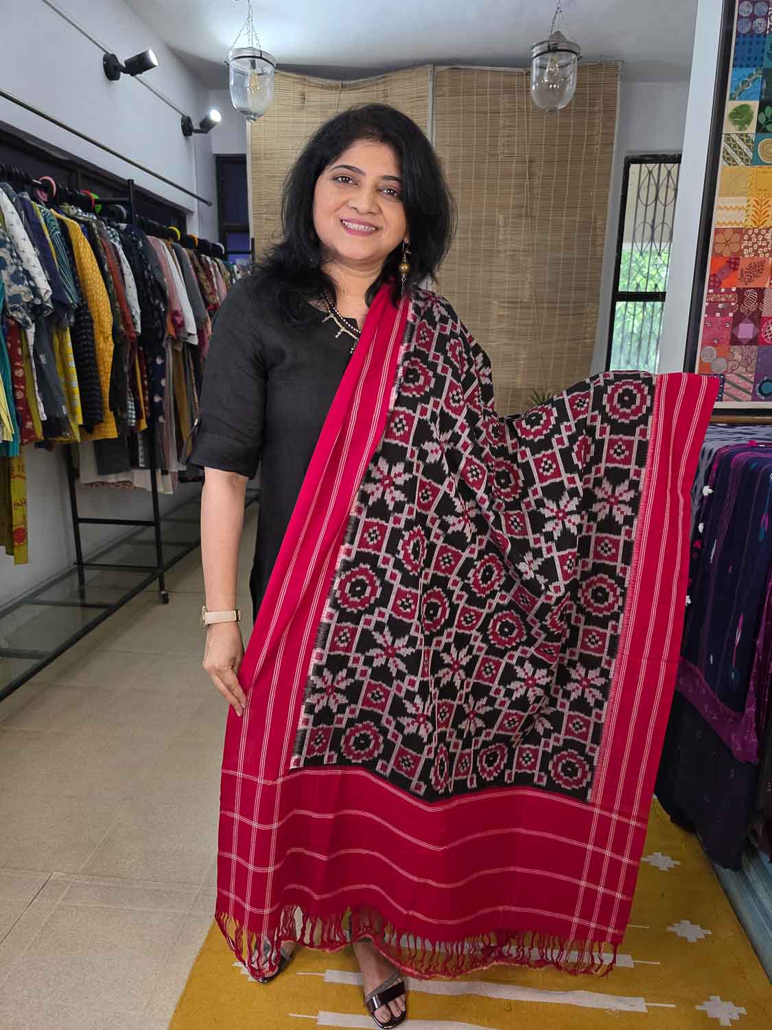 Exclusive Maroon Tangalia Kala cotton Top With Telia Ikkat. Buy Bottom separately