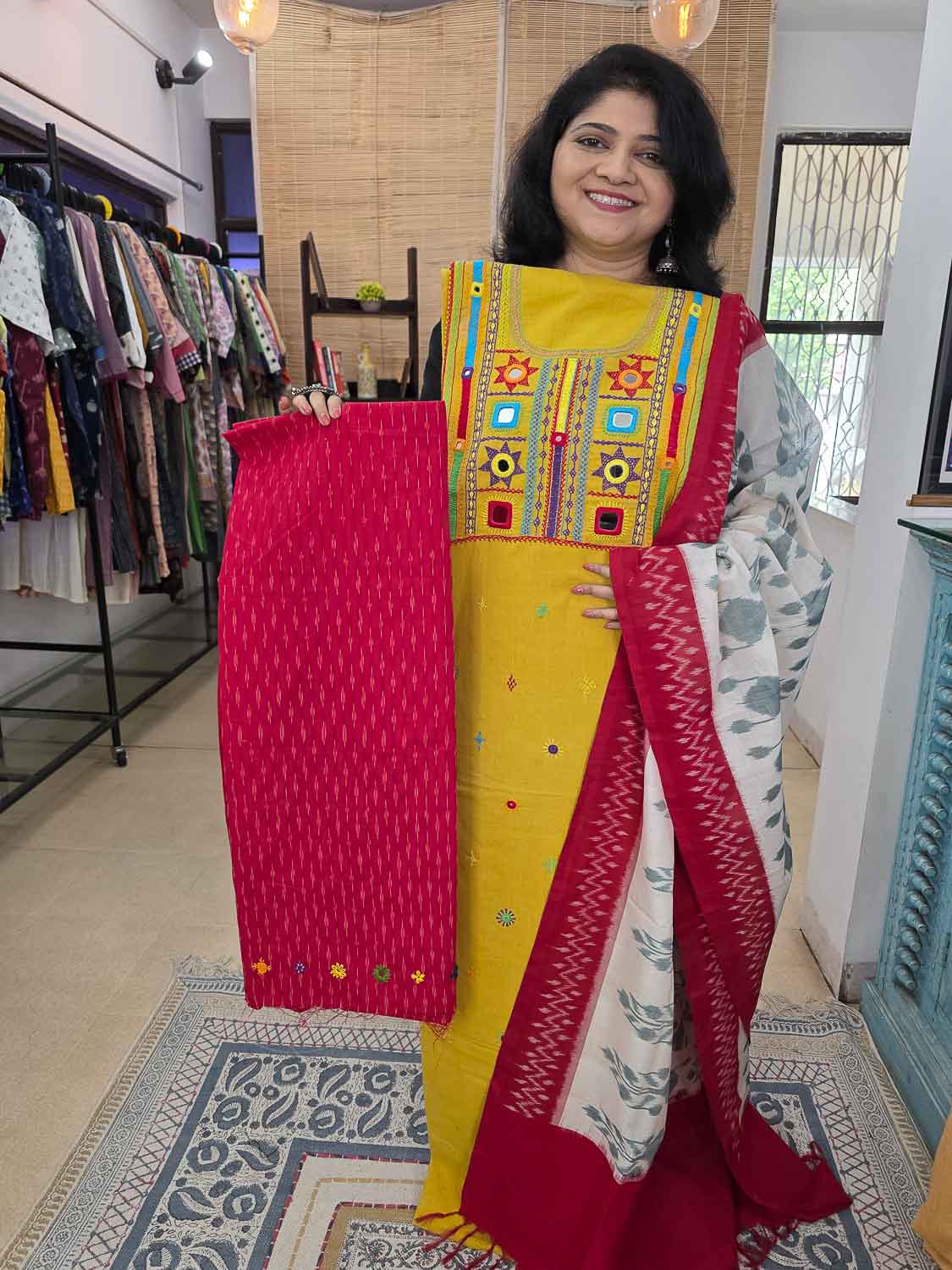 Yellow Red Lambani With Ikkats. Buy bottom separately