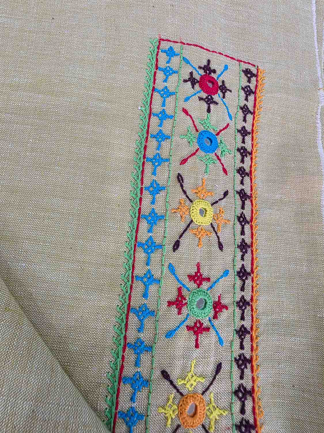 Light cream Lambani With Exclusive Ikkat & Jamdani. Buy bottom separately