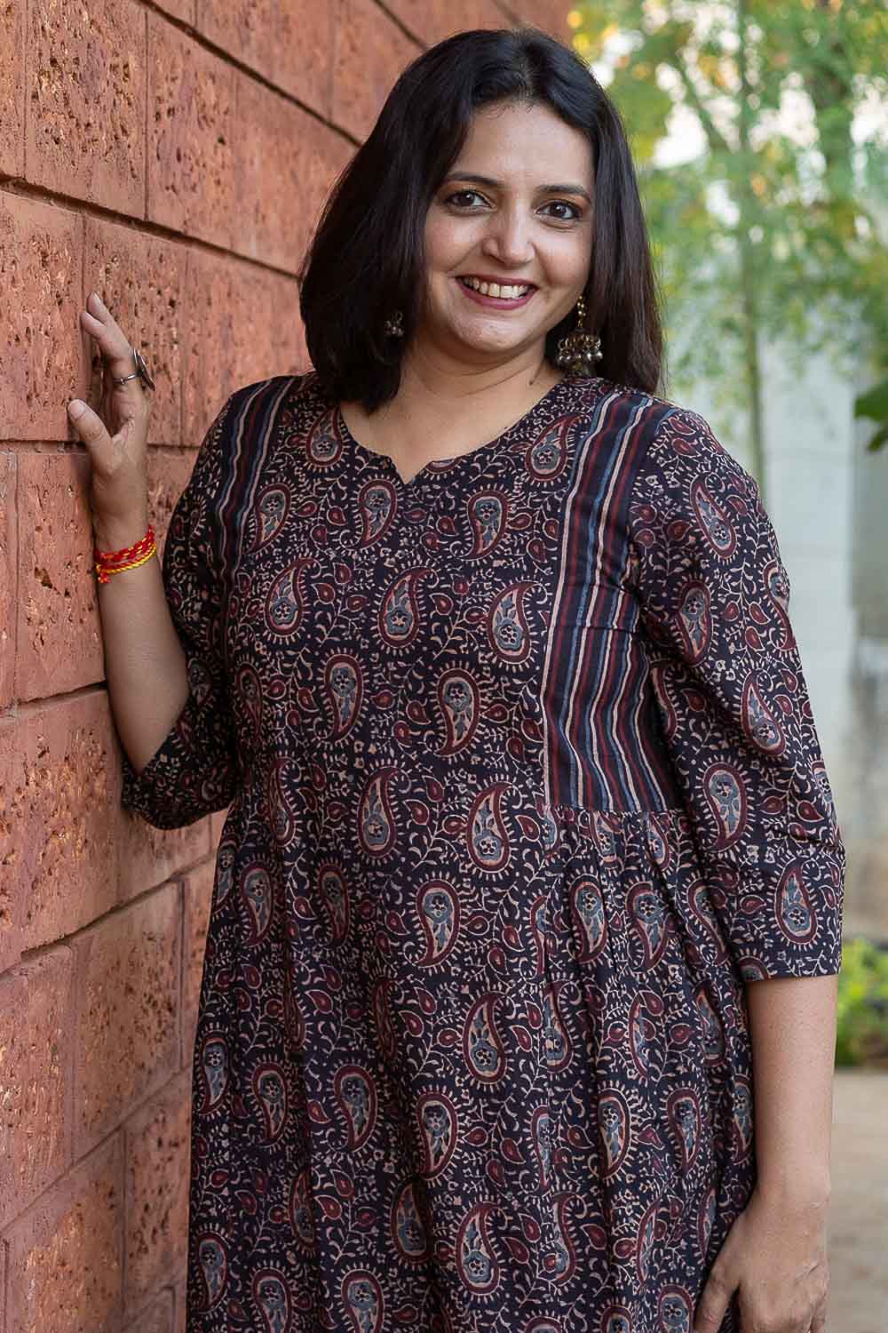 Black Ajrakh comfortable dress cum Kurta