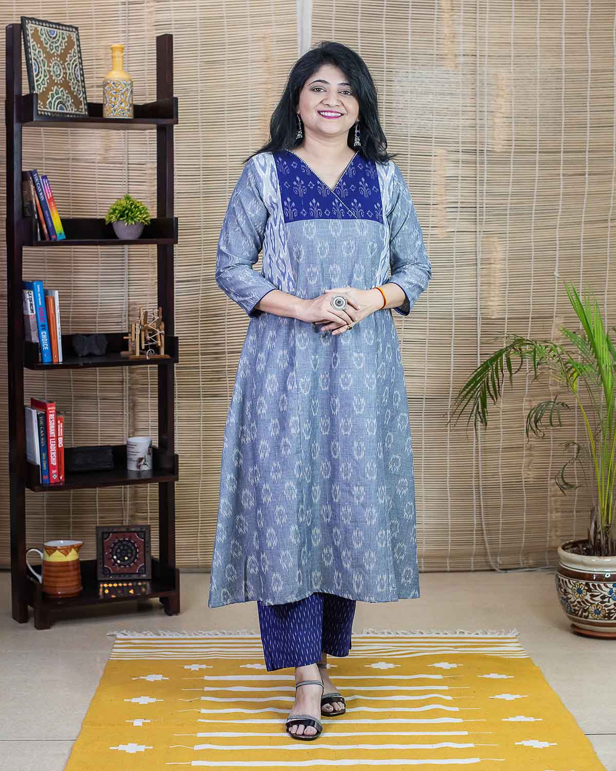 Blue Ikkat collage Exclusive Ikkat Dress Cum Kurta