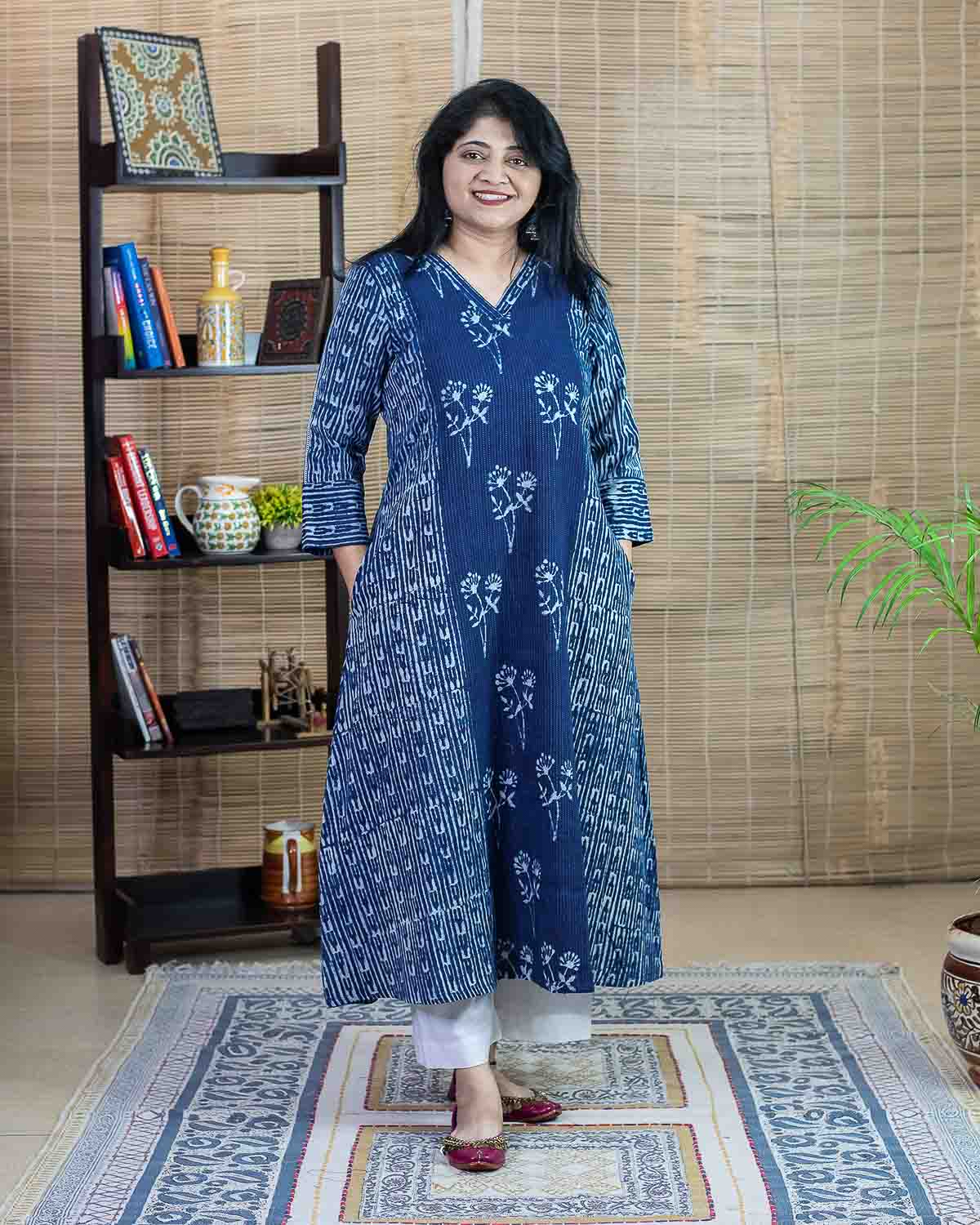 Indigo signature kantha fabric Dress cum Kurta