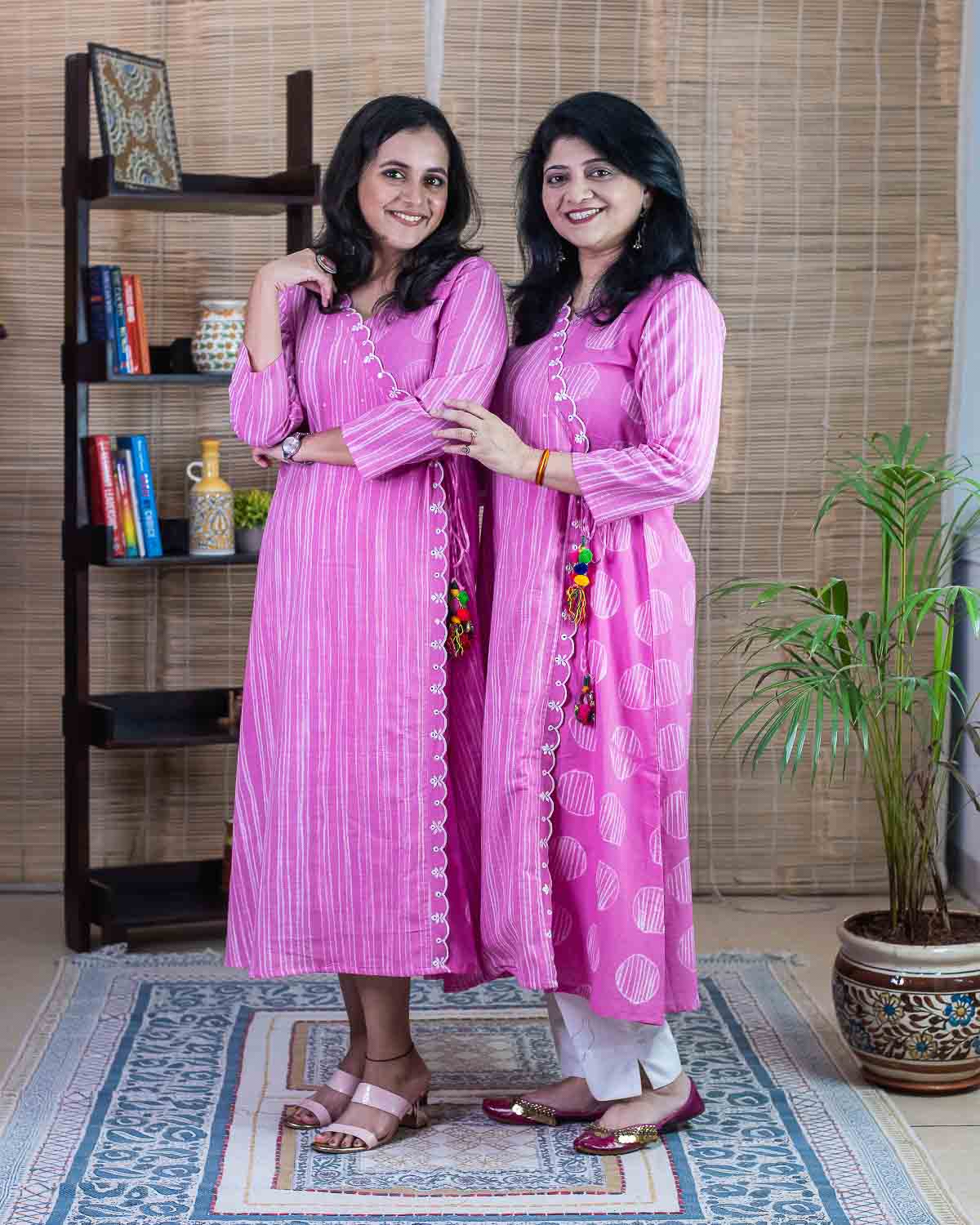Signature cotton slub Pink Shibori kurta