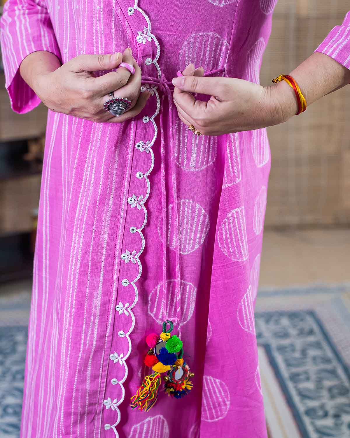 Signature cotton slub Pink Shibori kurta