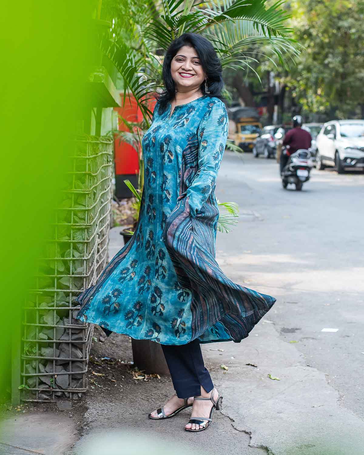 Modal silk Flared Ajrakh dress / kurta - Relaxed fit