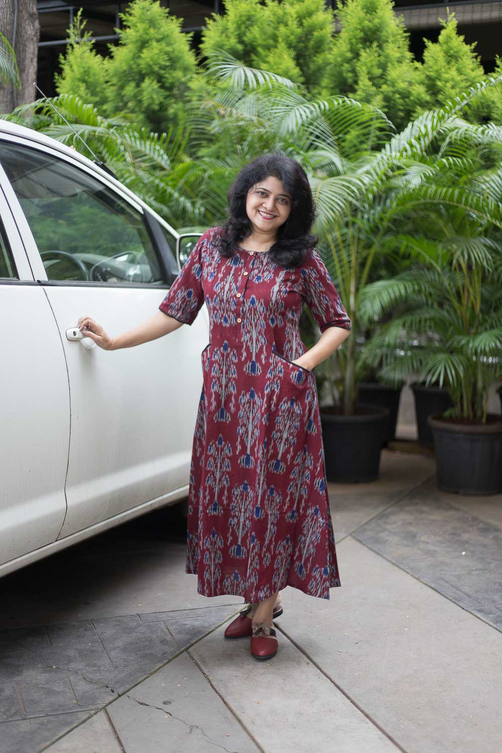 Limited Edition Maroon Ikkat dress