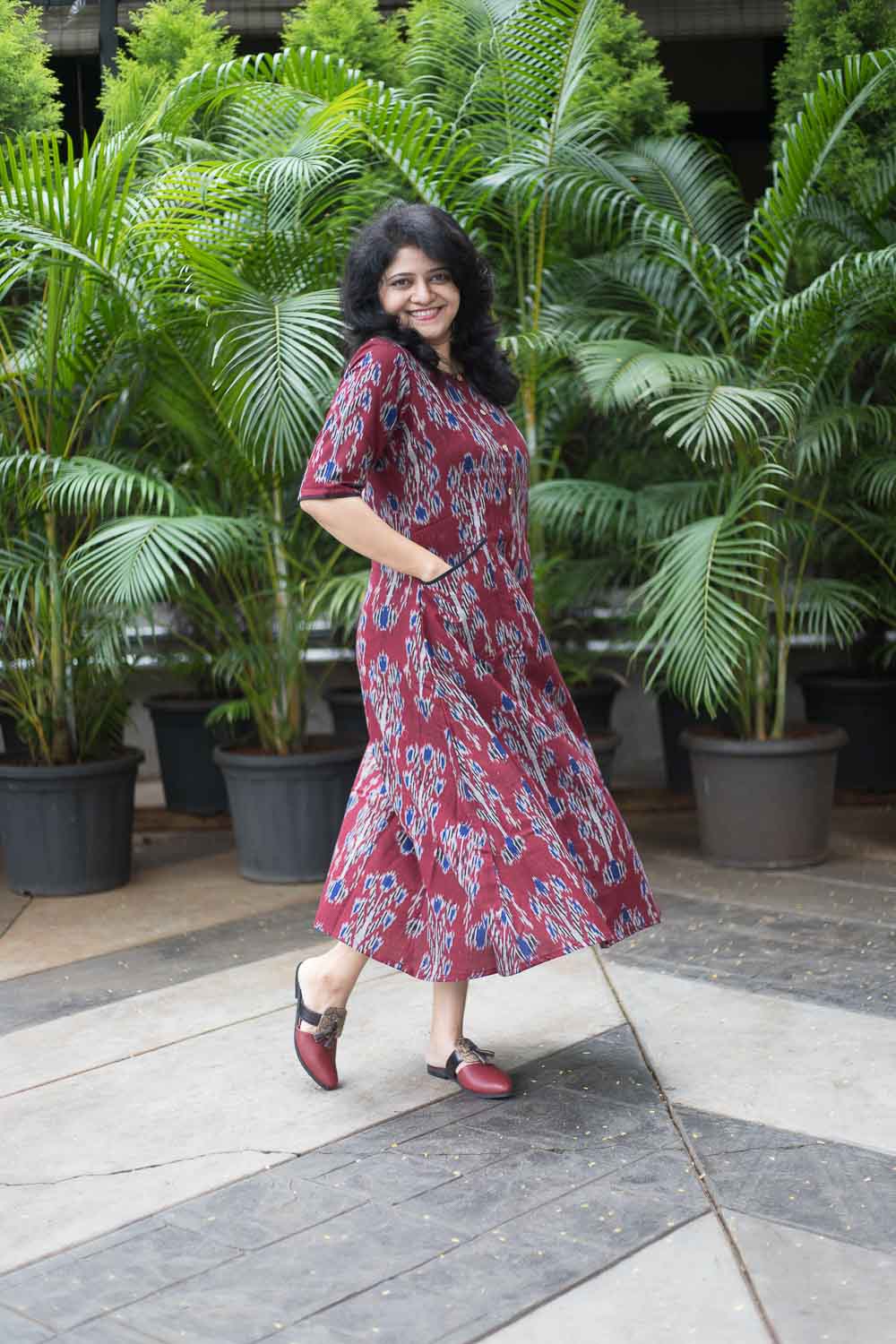 Limited Edition Maroon Ikkat dress for women – Rush Me Fashions Pune
