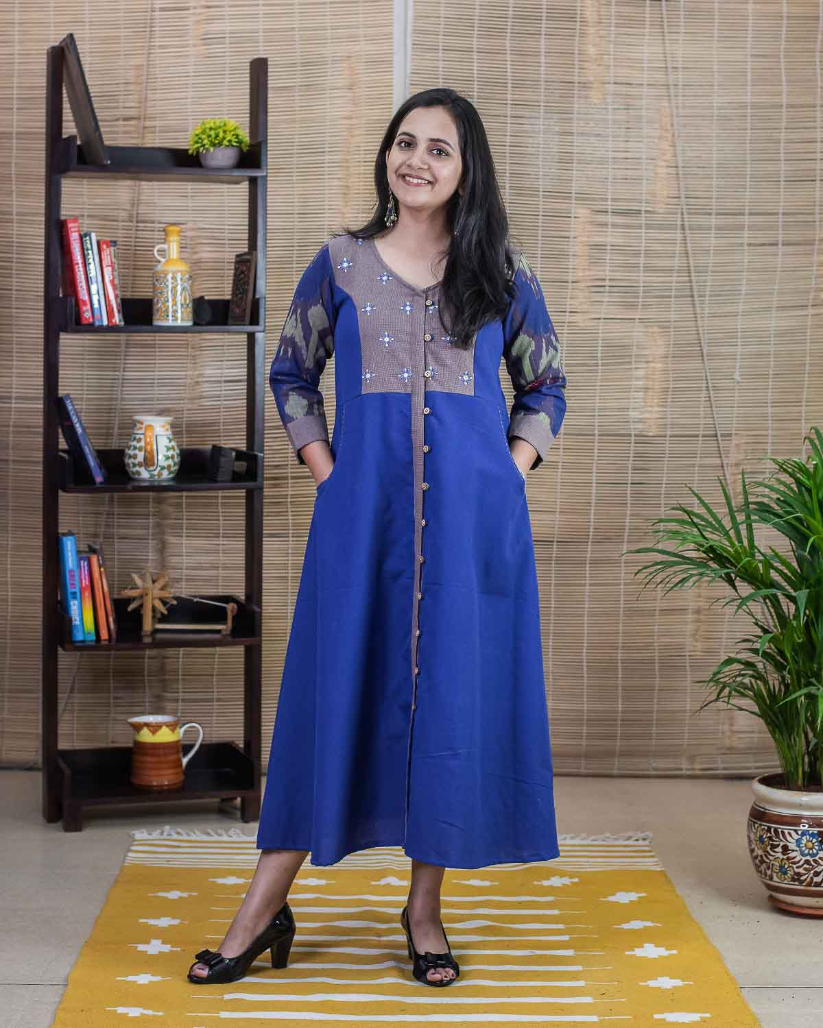 Blue Special Ikkat Dress Cum Kurta