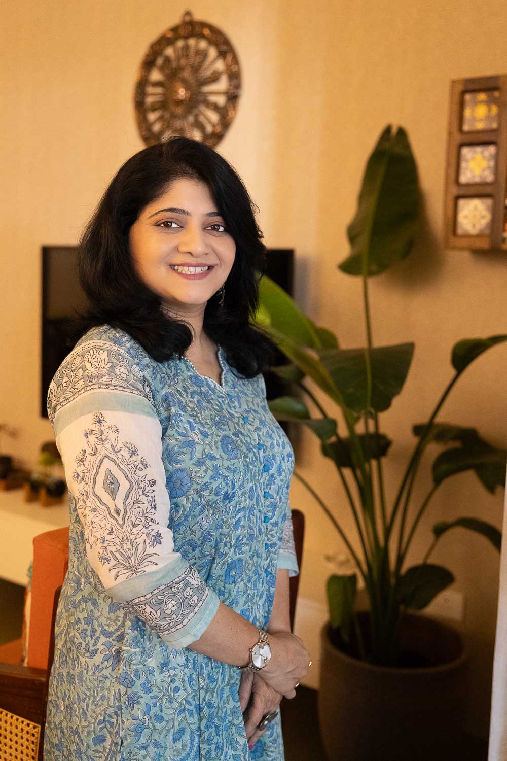 "सुती" Soft Cotton Blue Hand block printed Anarkali