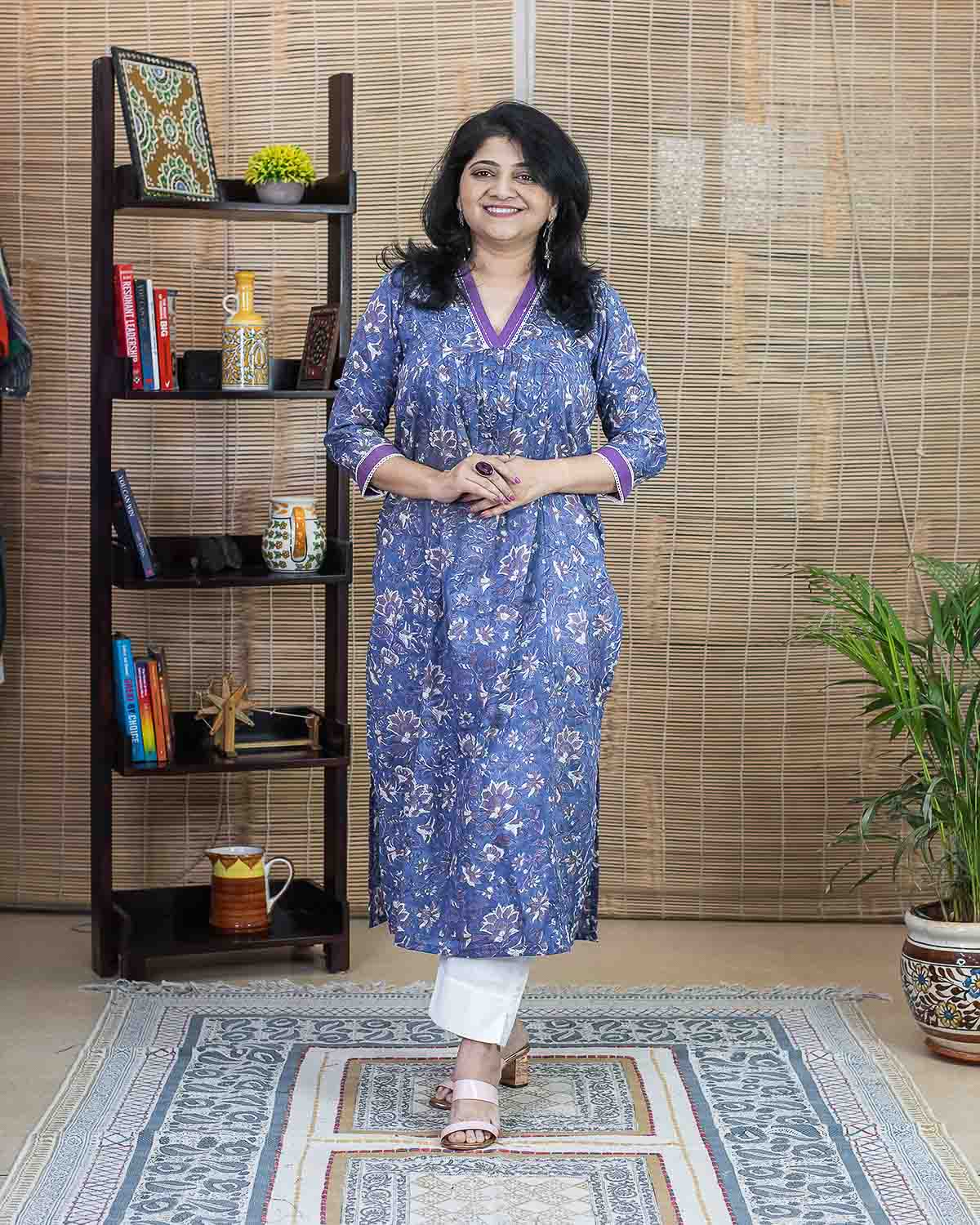 Soft Cotton Blue purple straight comfort fit