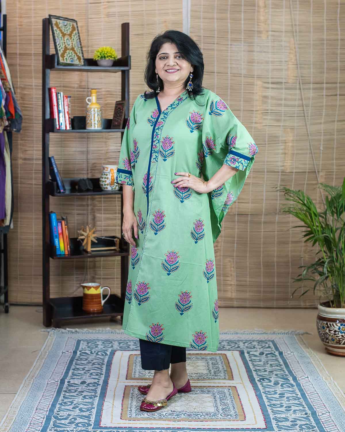 Promotional Offer: Soft cotton hand block printed Kaftan